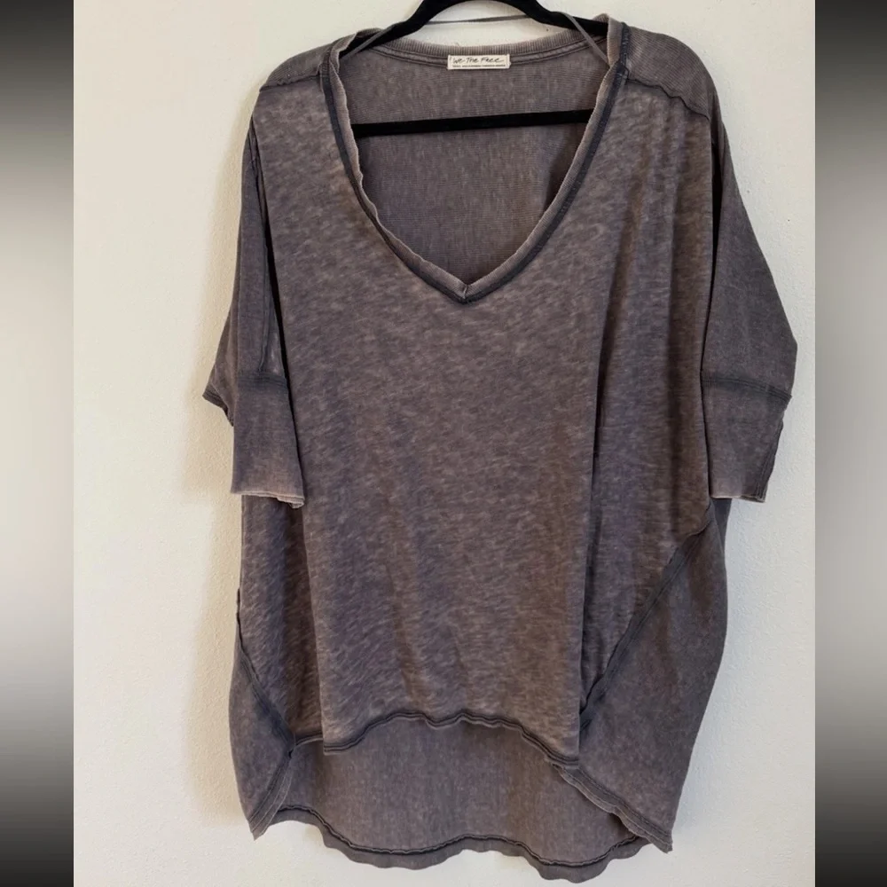 Free People We The Free Catch Waves Oversized Tee Washed Black S